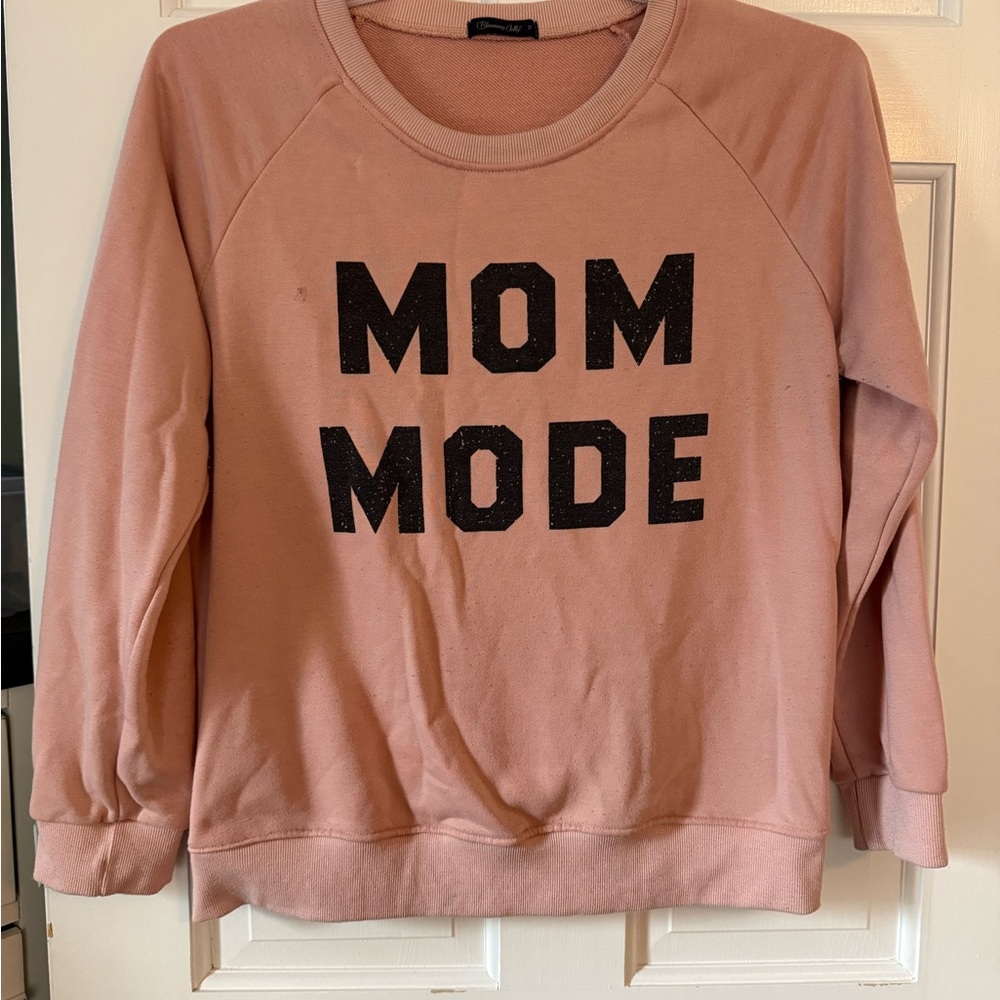 Cozy Pink 'Mom Mode' Crew Neck Sweater